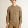 Pull beige pour homme avec logo brodé
