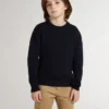 Pull bleu à col rond pour garçons avec inscription « Golden » dans le dos