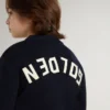 Pull bleu à col rond pour garçons avec inscription « Golden » dans le dos