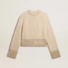 Pull carré pour femme en laine avec décorations en cristaux thermocollants