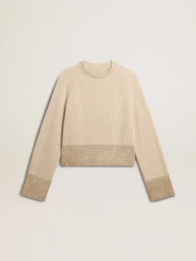 Pull carré pour femme en laine avec décorations en cristaux thermocollants
