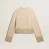 Pull carré pour femme en laine avec décorations en cristaux thermocollants