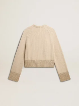 Pull carré pour femme en laine avec décorations en cristaux thermocollants