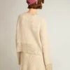 Pull carré pour femme en laine avec décorations en cristaux thermocollants