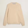 Pull à col rond beige pour homme avec inscription « Golden » dans le dos