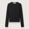 Pull à col rond pour femme avec motif jacquard floral noir