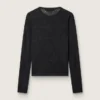 Pull à col rond pour femme avec motif jacquard floral noir