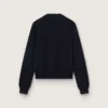 Pull à col rond pour femme en coton bleu foncé