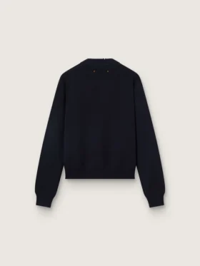 Pull à col rond pour femme en coton bleu foncé