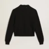 Pull à col rond pour femme en coton bleu foncé