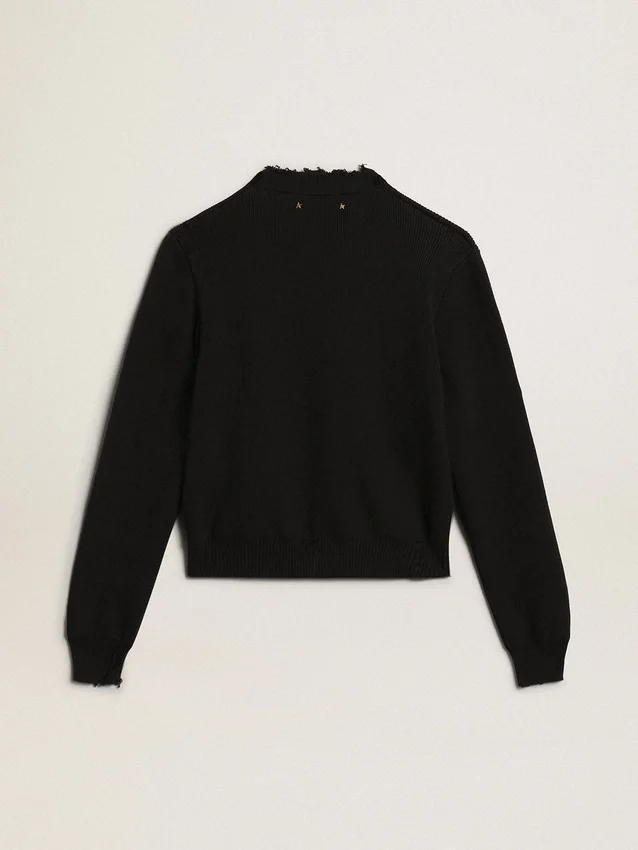 Pull à col rond pour femme en coton bleu foncé