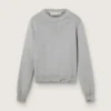 Pull à col rond pour femme en coton gris