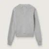 Pull à col rond pour femme en coton gris