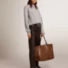 Pull à col rond pour femme en coton gris