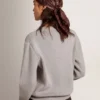 Pull à col rond pour femme en coton gris