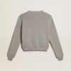 Pull à col rond pour femme en coton gris