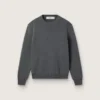Pull à col rond pour femme en coton gris foncé avec logo dans le dos