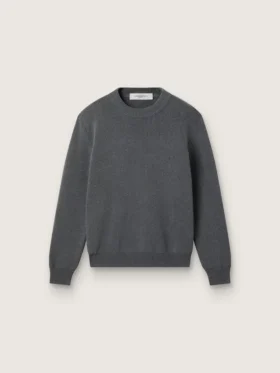 Pull à col rond pour femme en coton gris foncé avec logo dans le dos