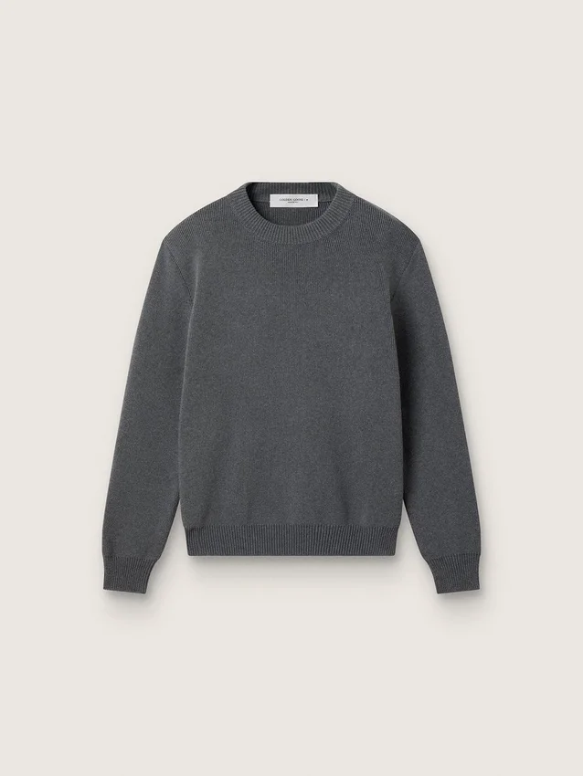 Pull à col rond pour femme en coton gris foncé avec logo dans le dos
