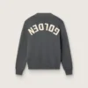 Pull à col rond pour femme en coton gris foncé avec logo dans le dos