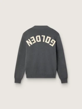 Pull à col rond pour femme en coton gris foncé avec logo dans le dos