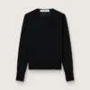 Pull à col rond pour femme en laine noire