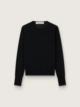 Pull à col rond pour femme en laine noire
