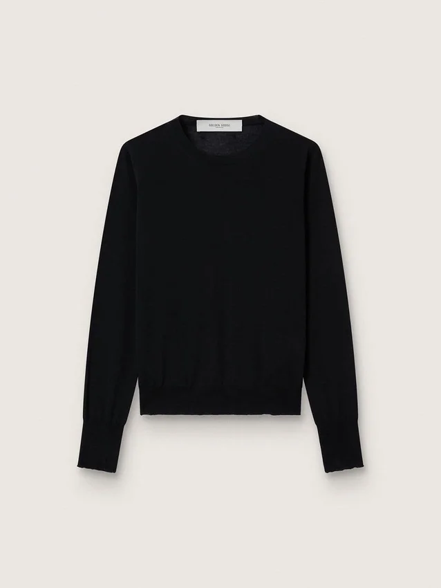 Pull à col rond pour femme en laine noire