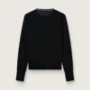 Pull à col rond pour femme en laine noire