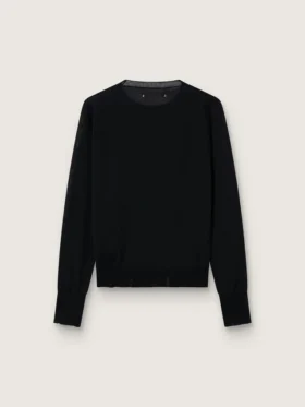 Pull à col rond pour femme en laine noire
