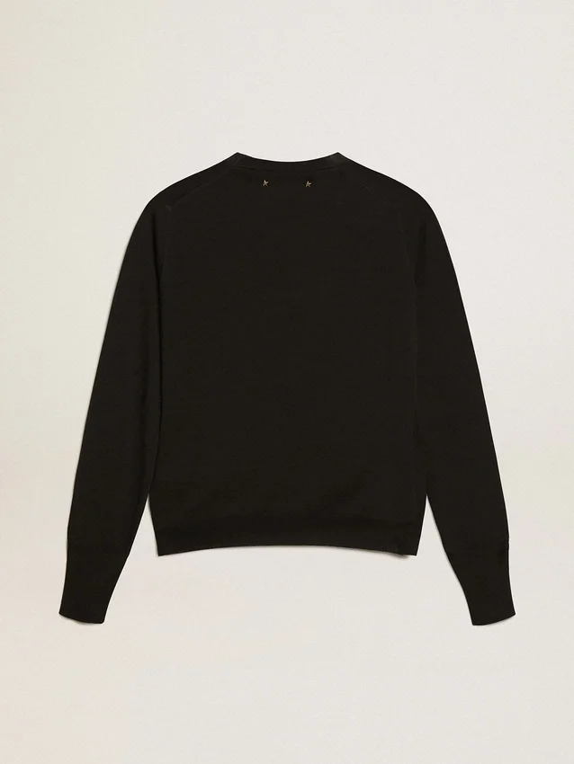 Pull à col rond pour femme en laine noire