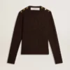 Pull à col rond pour femme en mélange de laine avec boutons dorés