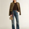 Pull à col rond pour femme en mélange de laine avec boutons dorés
