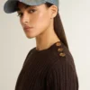 Pull à col rond pour femme en mélange de laine avec boutons dorés