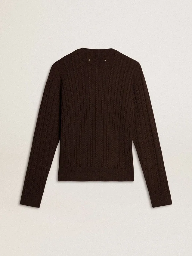 Pull à col rond pour femme en mélange de laine avec boutons dorés