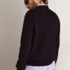 Pull à col rond pour homme en coton bleu foncé