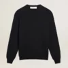 Pull à col rond pour homme en coton bleu foncé avec logo