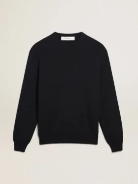 Pull à col rond pour homme en coton bleu foncé avec logo