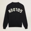 Pull à col rond pour homme en coton bleu foncé avec logo