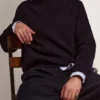 Pull à col rond pour homme en coton bleu foncé avec logo