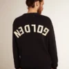 Pull à col rond pour homme en coton bleu foncé avec logo