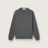 Pull à col rond pour homme en coton gris foncé avec logo dans le dos