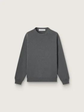 Pull à col rond pour homme en coton gris foncé avec logo dans le dos