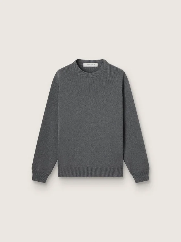 Pull à col rond pour homme en coton gris foncé avec logo dans le dos