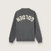 Pull à col rond pour homme en coton gris foncé avec logo dans le dos