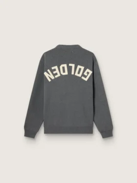 Pull à col rond pour homme en coton gris foncé avec logo dans le dos