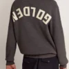 Pull à col rond pour homme en coton gris foncé avec logo dans le dos