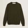 Pull à col rond pour homme en coton vert militaire