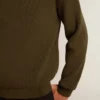 Pull à col rond pour homme en coton vert militaire