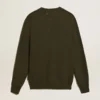 Pull à col rond pour homme en coton vert militaire